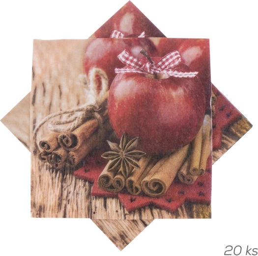 Papirnati prtički z motivom jabolk 33 × 33 cm, 20 kosov