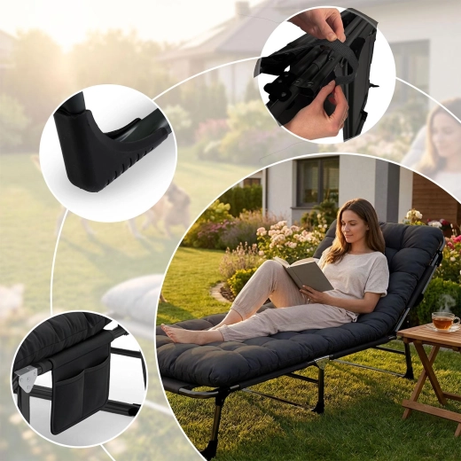 5 položajev naslonjala in zložljiv del za noge