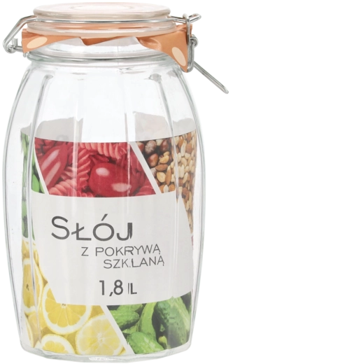 Glass airtight container 1.8 l with glass lid and mechanical closure