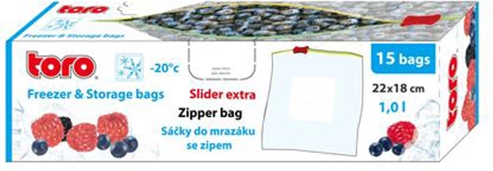 Zapiralne zamrzovalne vrečke TORO 1 l, 15 kos