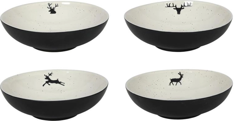 Skleda z motivom severnega jelena 18 cm, črna