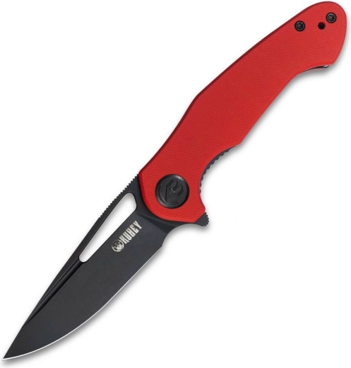Kubey Dugu elegant folding pocket knife 7.4 cm, dark stonewash, red G10