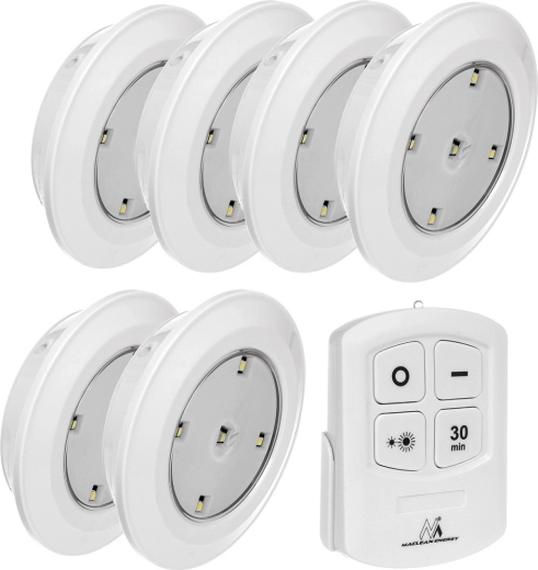 Komplet 6 LED luči z daljinskim upravljalnikom MACLEAN ENERGY MCE165, na baterije