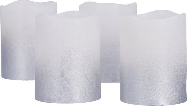 Solight komplet LED svečk s časovnikom, 4 kos, 6,5 cm, srebrno-bela