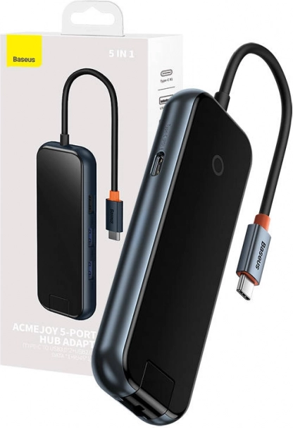 Baseus AcmeJoy 5v1 USB-C Hub z 2x USB 3.0, USB 2.0, USB-C PD in RJ45