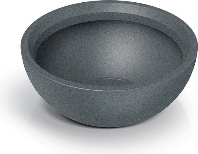 Cvetlični lonec Molio Bowl 60 cm – granitno sivo, dizajnerski skledast lonec iz fiberstona