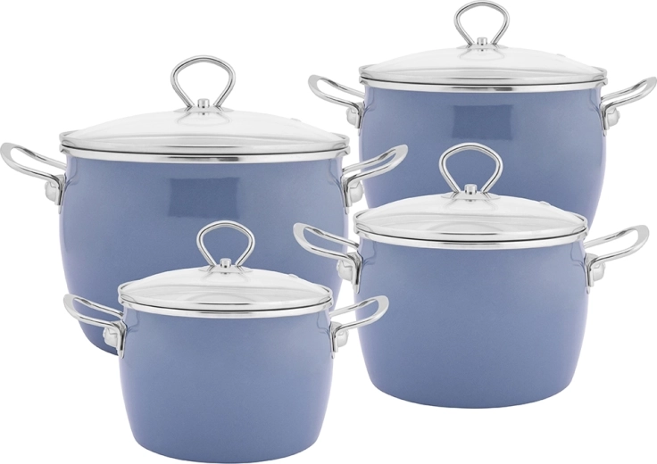 Balbina set emajliranih loncev, 8-delni, moder