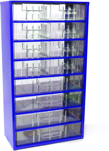 Kovinska predalna omarica TOKOZ, 8 srednjih in 4 veliki predali, 30,5 × 55 × 15,5 cm