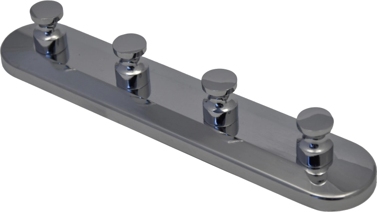 Stenski obešalnik Igor s 4 kljukami, sijajni krom