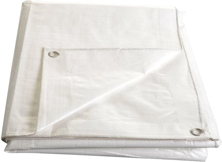 Bela kaširana ponjava z očesi 5 × 6 m, 140 g/m²