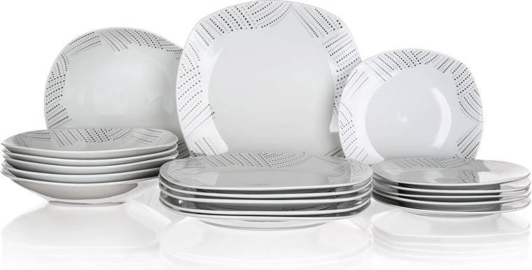 Porcelanasti jedilni set BANQUET Charme Square, 18 delov