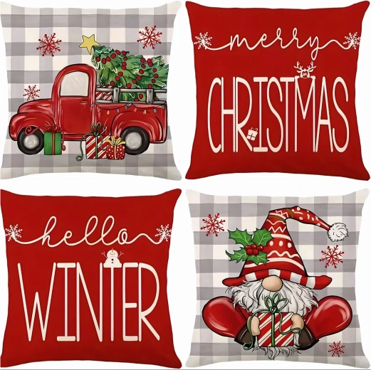 Christmas decorative cushion covers 45 × 45 cm, 4 pieces
