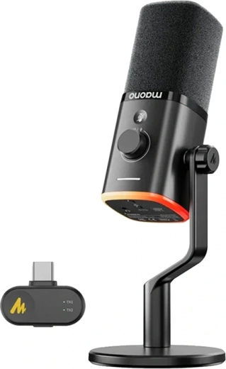 Maono PD100W wireless and USB dynamic microphone (black)
