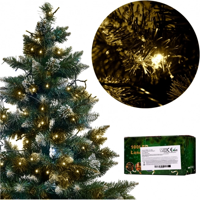 Božični LED svetlobni niz 10 m, 100 LED, toplo bela, 8 načinov