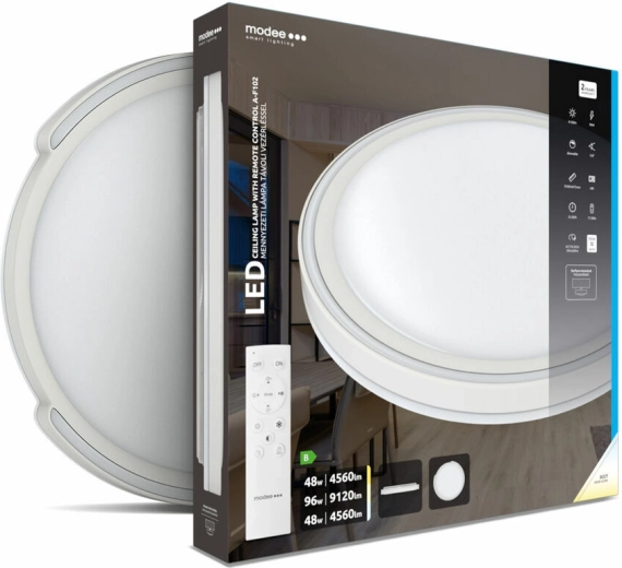 Stropna LED svetilka Modee Smart Lighting A‑F102, 2×48 W, zatemnljiva, z daljinskim upravljalnikom