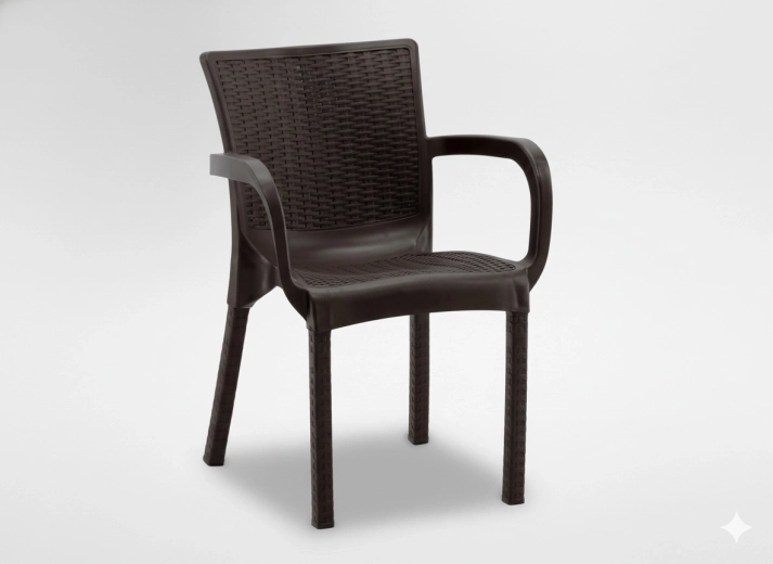 Vrtni stol s pletenim videzom ratana, rjav, 60 × 60 × 82 cm