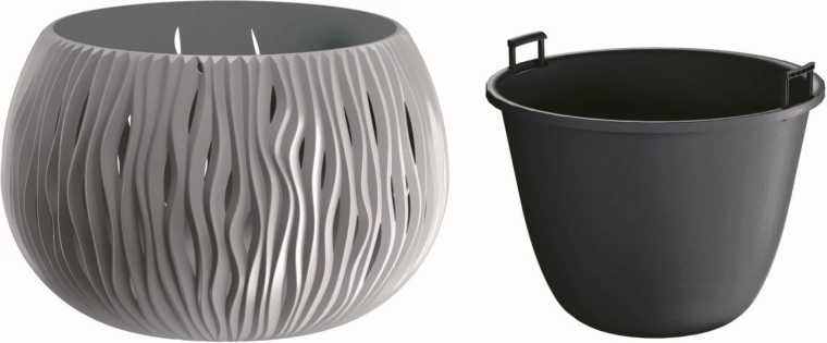 Cvetlični lonec Sandy Bowl z vložkom 29 cm – sivi kamen