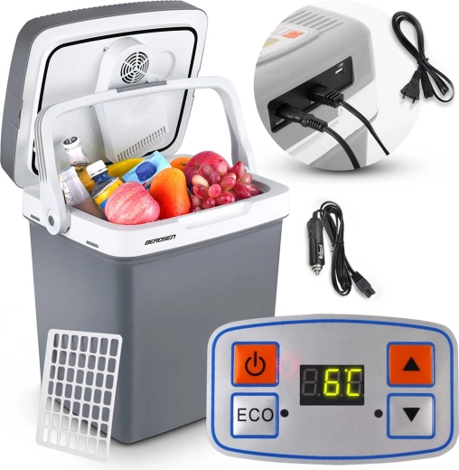 Prenosna termoelektrična avtomobilska hladilna skrinja 26 l z načinom ECO