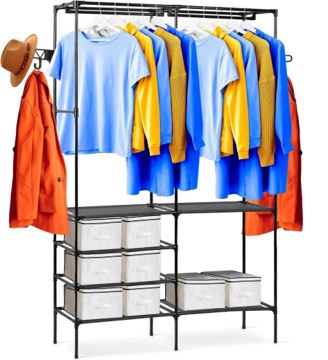 Samostoječi garderobni organizator Massido, črn