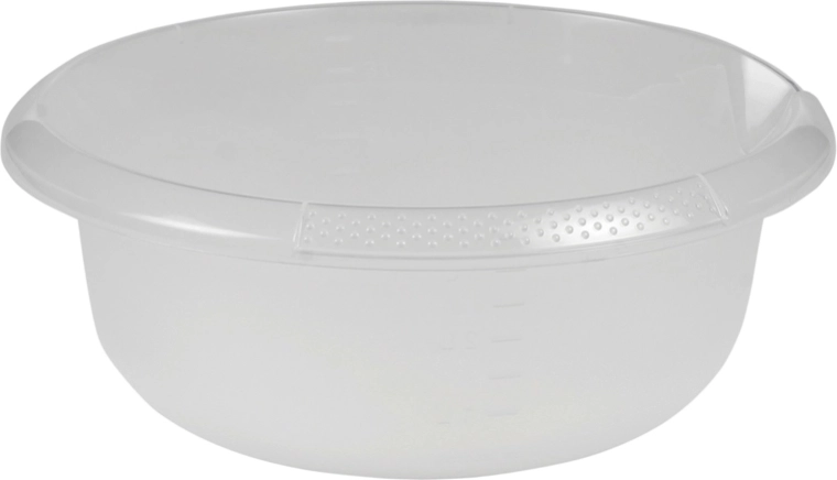 Okrogla skleda z izlivalnikom 3,5 l, prozorna, 28 × 11 cm