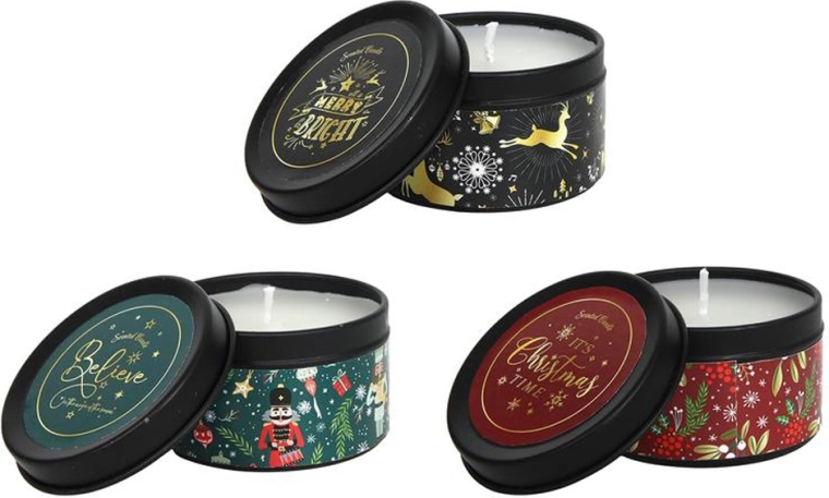 Dišeča sveča v kovinski škatlici 6,5 × 4 cm, mešanica dišav