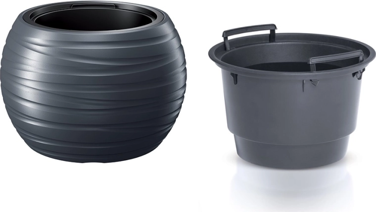Okrasni lonec Maze, okrogel z vložkom 39,6 cm – antracit