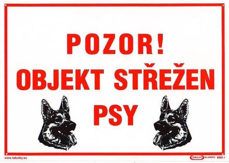Opozorilna tabla Pozor! Objekt varovan s psi A4 plast