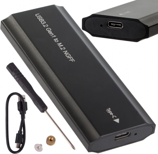 Aluminijasto ohišje za M.2 SATA NGFF SSD z USB‑C (USB 3.2 Gen 1), 2230–2280