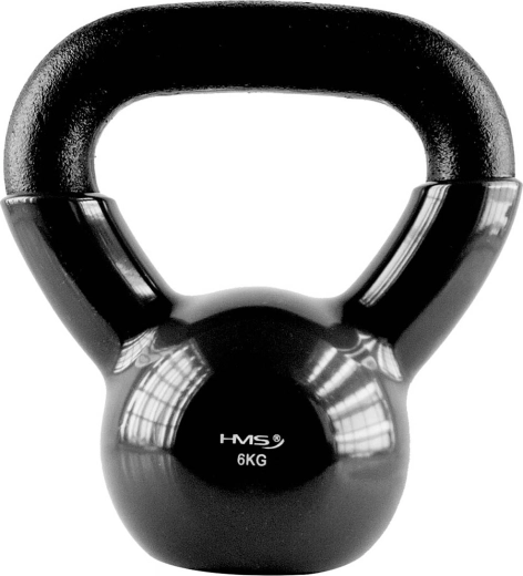 Kettlebell HMS 6 kg z vinilno prevleko, črn