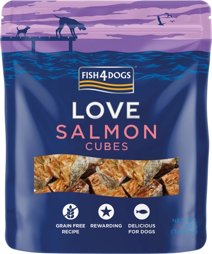 Fish4Dogs priboljški za pse z lososom Love kocke 85 g