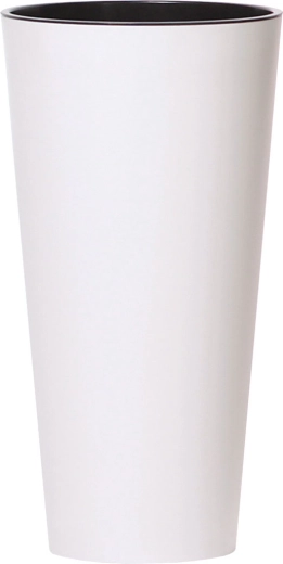 Cvetlični lonec Tubus Slim z vložkom, bel mat, 15 cm