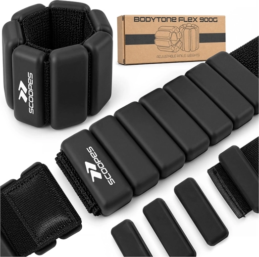 Nastavljive uteži BodyTone Flex 900 g, črne - 2 kosa