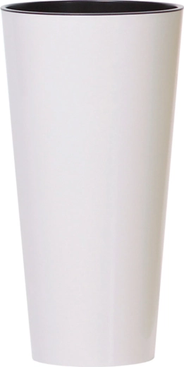 Cvetlični lonec Tubus Slim z vložkom 30 cm bleščeče bela