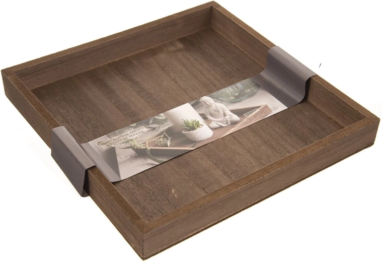Lesen servirni pladenj 25 × 25 cm rjav
