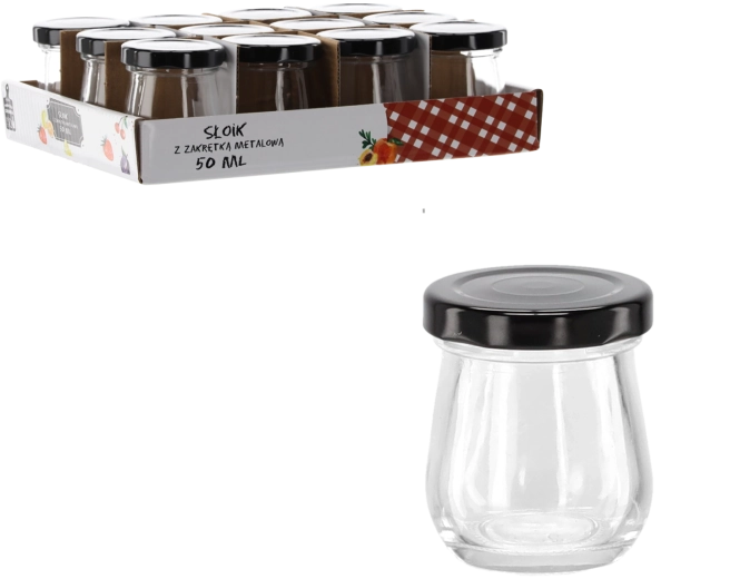 Steklenička 50 ml s črnim kovinskim pokrovčkom