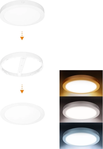 Solight LED mini panel za kopalnico 2v1 3CCT 18 W IP54 bel, okrogel