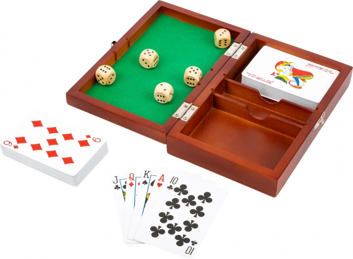 Small Foot karte in kocke v leseni škatli