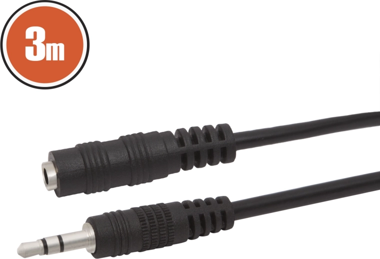 Avdio podaljšek Jack 3,5 mm, 3 m, črn
