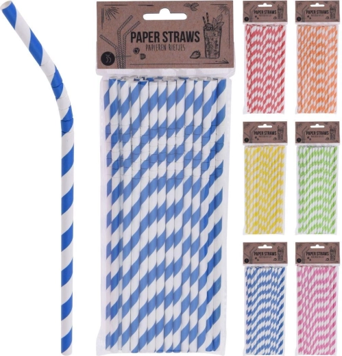 Papirnate slamice z gibljivim kolenom 6 × 210 mm, mešanica barv (35 kos)