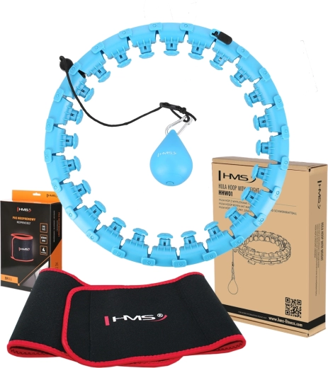 Komplet masažni hula hop z utežjo in shujševalnim pasom HMS modra
