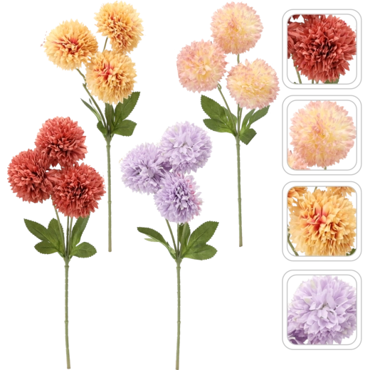 Umetna vejica – šopek 3 dalij, 43 cm, mešanica barv