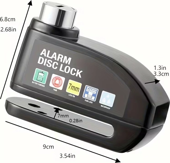 Blokada kolutne zavore z alarmom 110 dB, zatič 7 mm