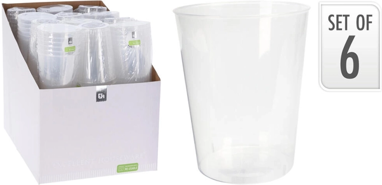 Set plastičnih kozarcev 500 ml, prozorni (6 kos)