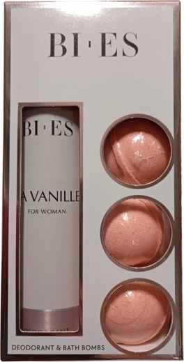 BI-ES La Vanille Gift Set for Women – 3x Bath Fizzy Bomb + Spray Deodorant
