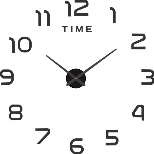 DIY 3D Wall Clock Ruhhy, black self-adhesive 60–130 cm, silent