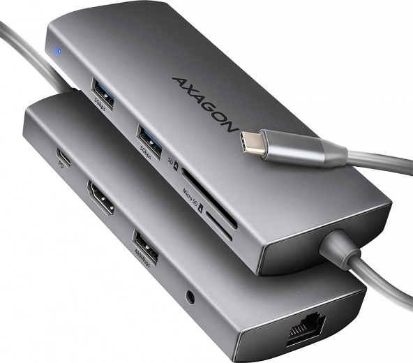 Večnamensko vozlišče USB‑C 9v1 5 Gb/s s HDMI 4K/60 Hz, 3× USB‑A, čitalnikom SD/microSD, GLAN, zvokom in PD 100 W, 20 cm USB‑C kabel