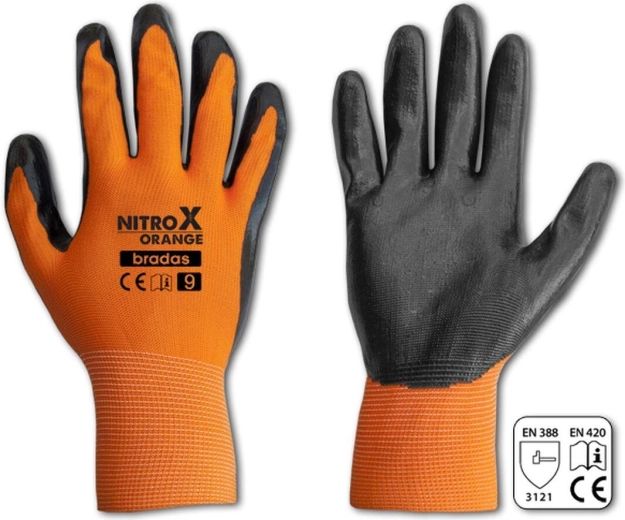 Delovne nitrilne rokavice NITROX ORANGE, velikost 10