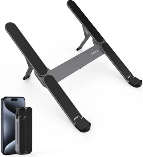 Zložljivo kompaktno stojalo za prenosnik, sivo