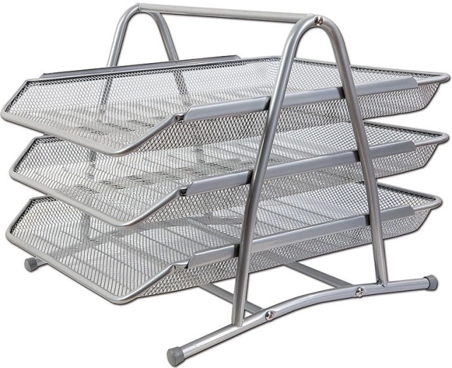 Kovinski trojni predalnik CONCORDE, srebrn