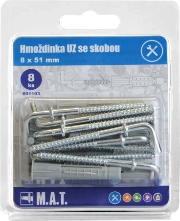 Vozlični vložek s kavljem 8×51 mm, beli cink (8 kos)